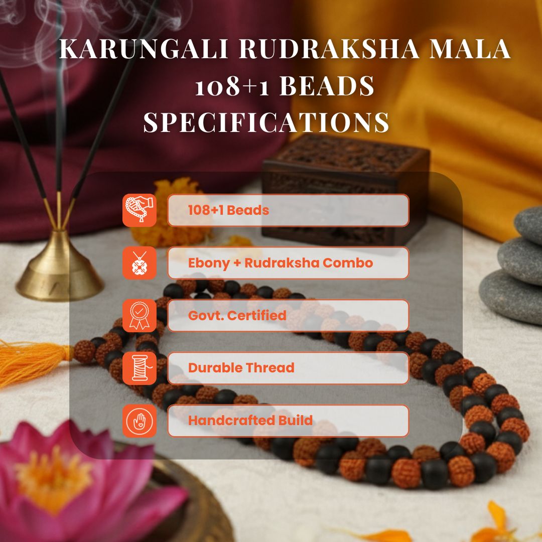 Rudraksha Karungali Mala (108+1 beads)