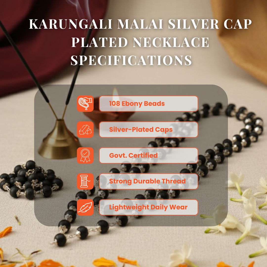Karungali Silver Plated 6 MM (108 beads)