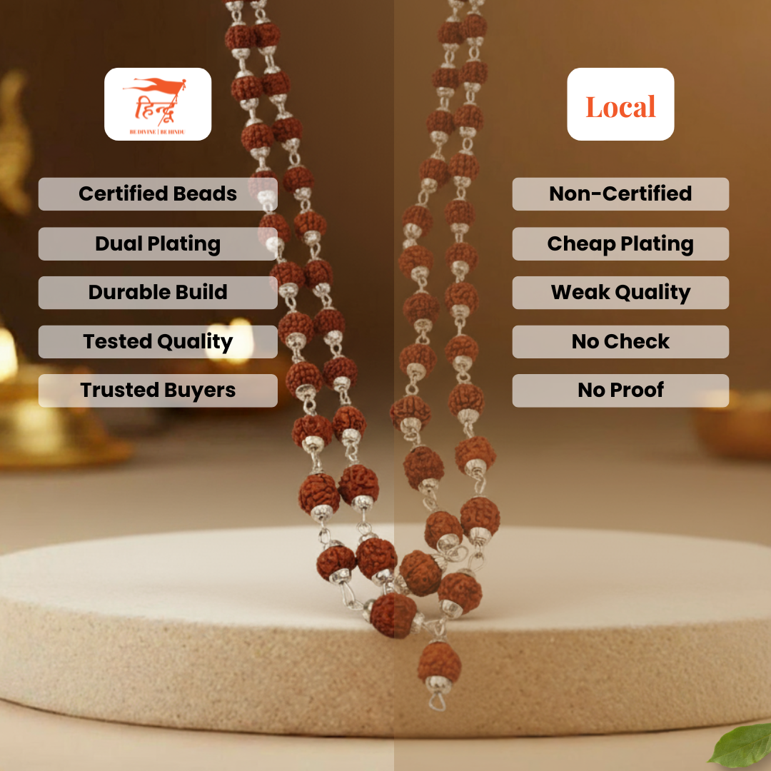 Rudraksha Cap Mala with Silver Polish (54 beads)