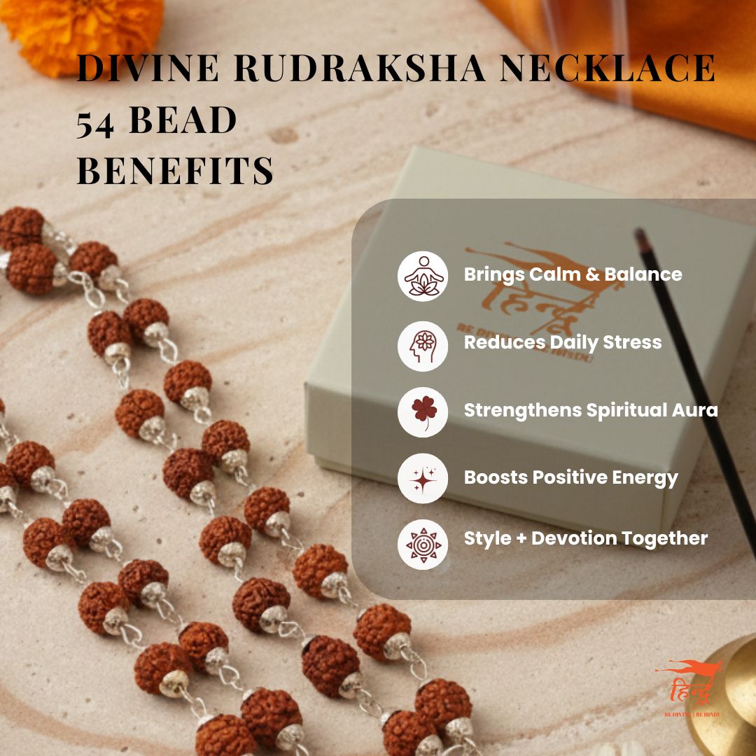 Rudraksha Cap Mala with Silver Polish (54 beads)