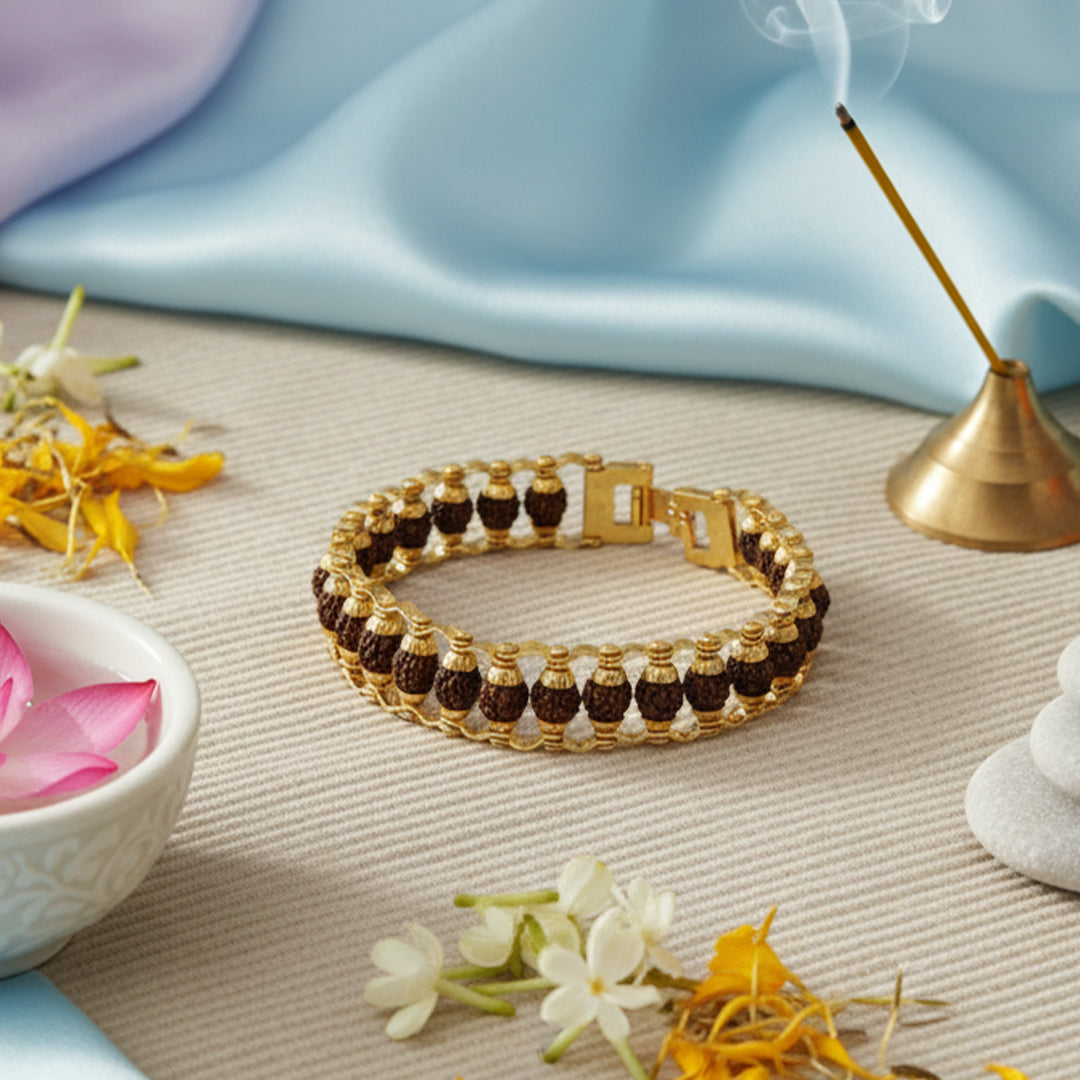 Rudraksha Bracelet Golden Polish (24 beads)