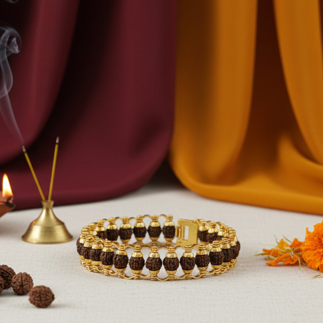 Rudraksha Bracelet Golden Polish (24 beads)