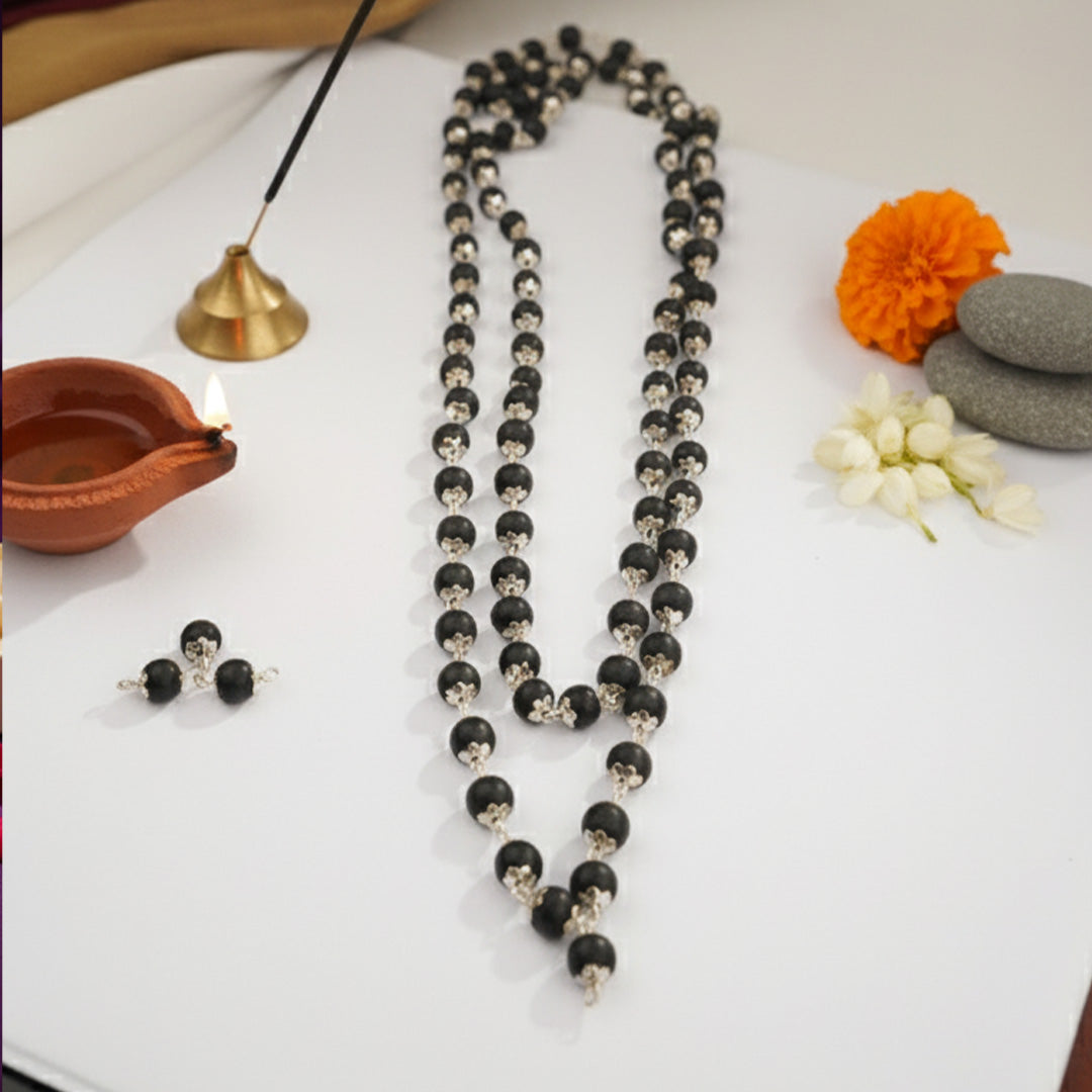 Karungali Silver Plated 6 MM (108 beads)