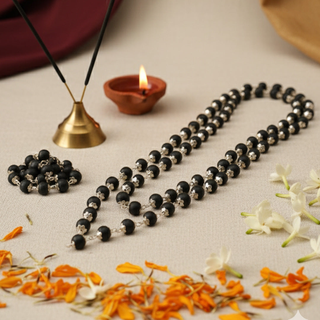 Karungali Silver Plated 6 MM (108 beads)