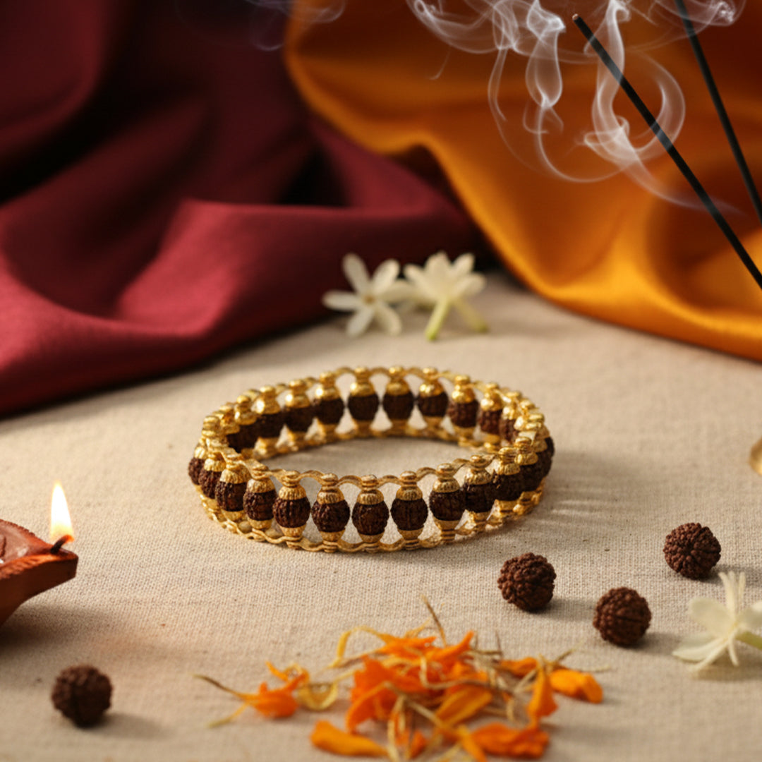 Rudraksha Bracelet Golden Polish (24 beads)