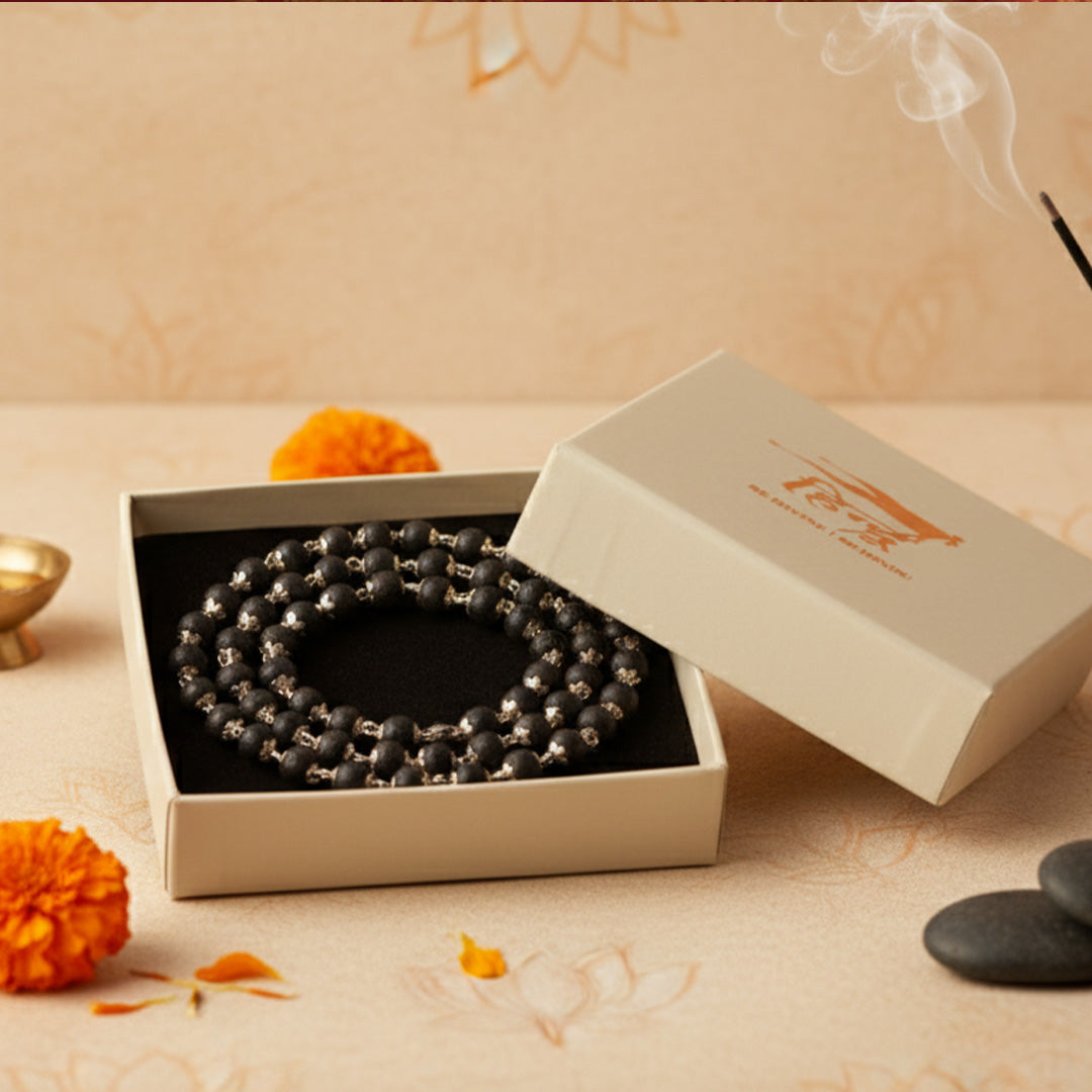 Karungali Silver Plated 6 MM (108 beads)
