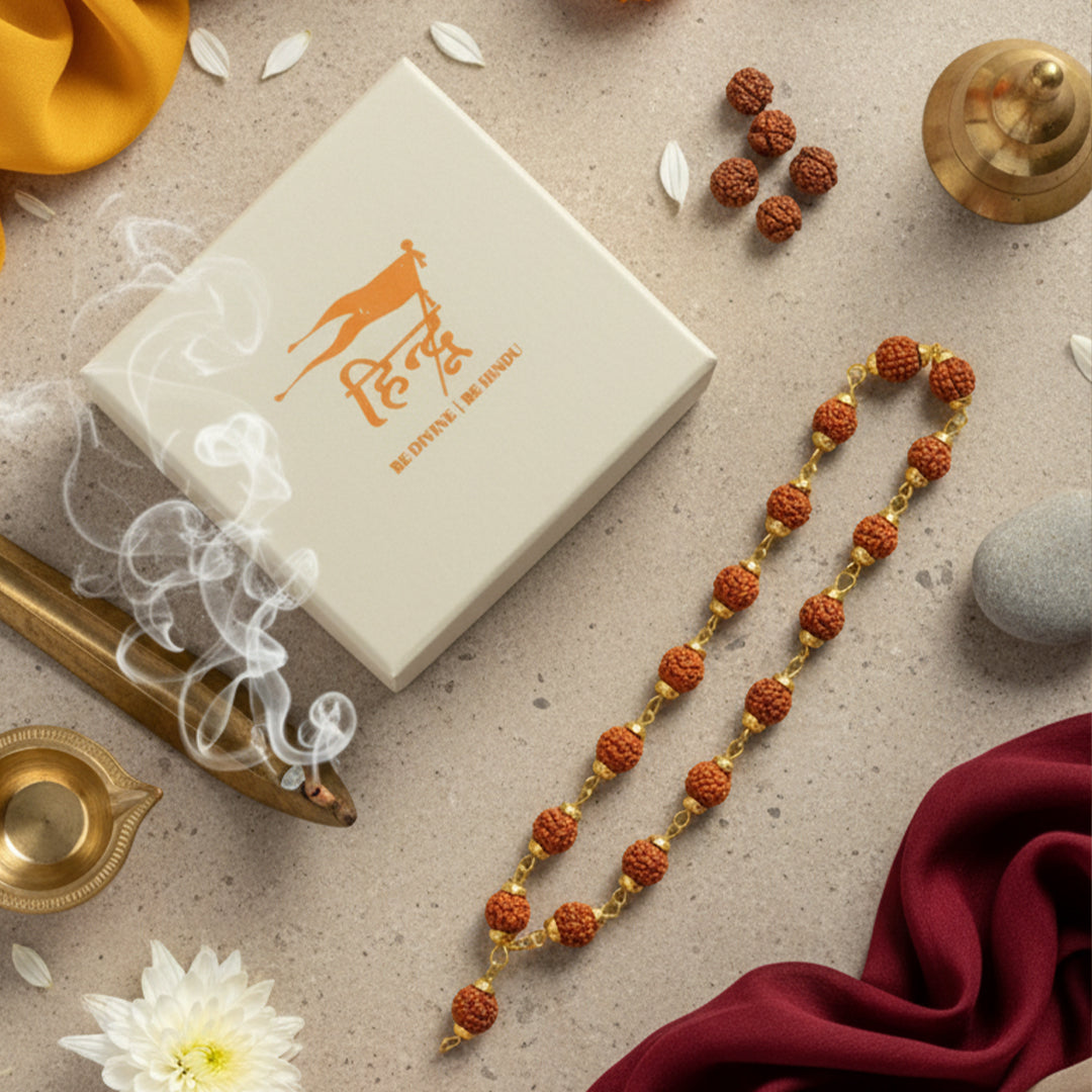 7MM Rudraksha Mala Gold Plated (54 beads)
