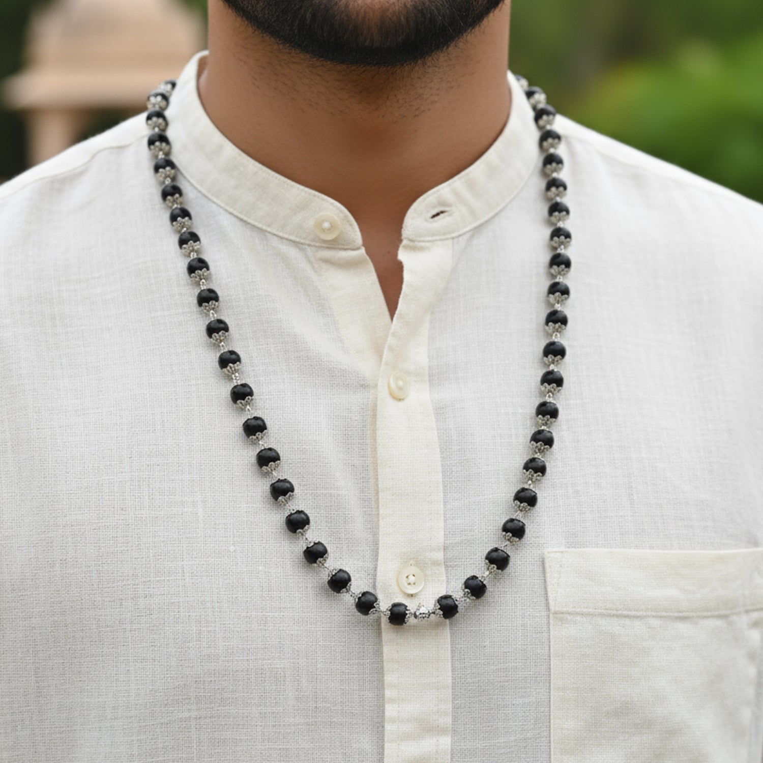Karungali Silver Plated 6 MM (108 beads)