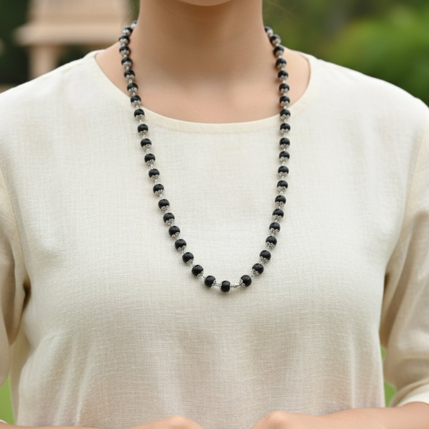 Karungali Silver Plated 6 MM (108 beads)